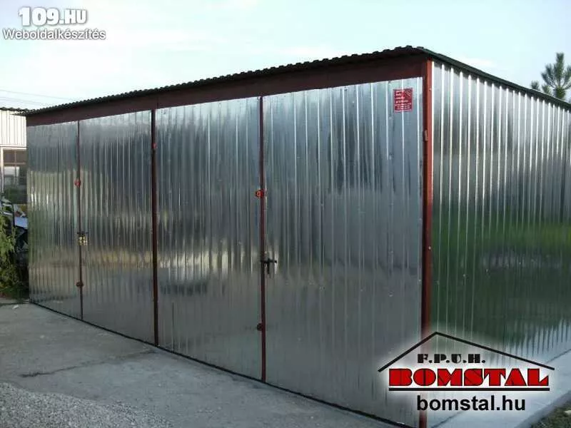 Kétállásos mobil garázs 6m x 5m hátrafelé lejtő tetővel