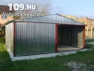 Kétállásos nyeregtetős horganyzottlemez obil garázs 6m x 5m billenő kapuval